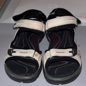 Ecco Sandal Womens 37 Yucatan Sport Nubuck Leather, Strap, Bone White